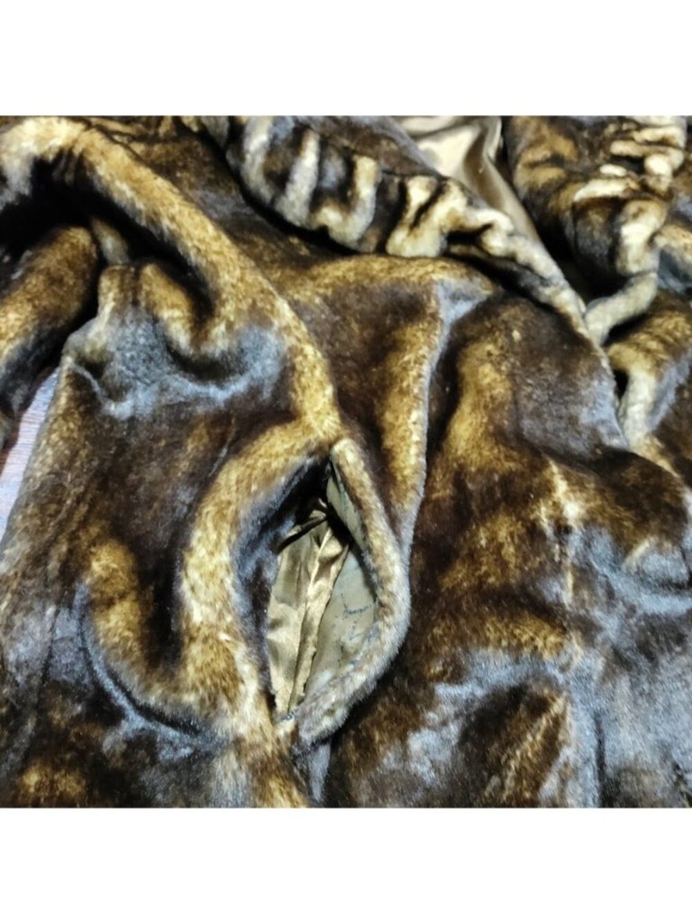 Jones New York Lux Brown Faux Fur Coat Hook Closure Hooded Coat Women's Size 1X - Picture 11 of 16